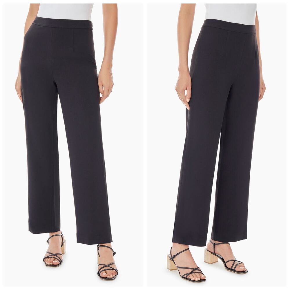 Misook Women's Black Nancy Wide Leg Mylana Crepe Pant Pull On‎ Stretch Pants - S